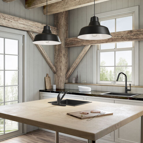 R Series 1 Light 17 inch Satin Black Outdoor Pendant